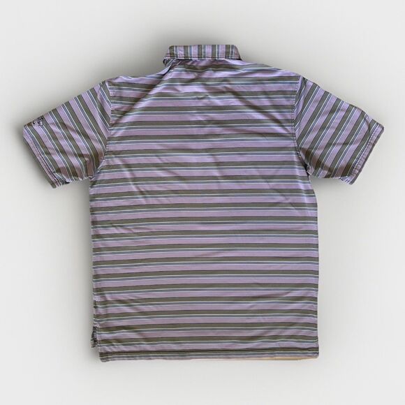 Peter Millar Summer Comfort Polo Shirt Mens Large Stripes Purple Gray - Picture 6 of 6